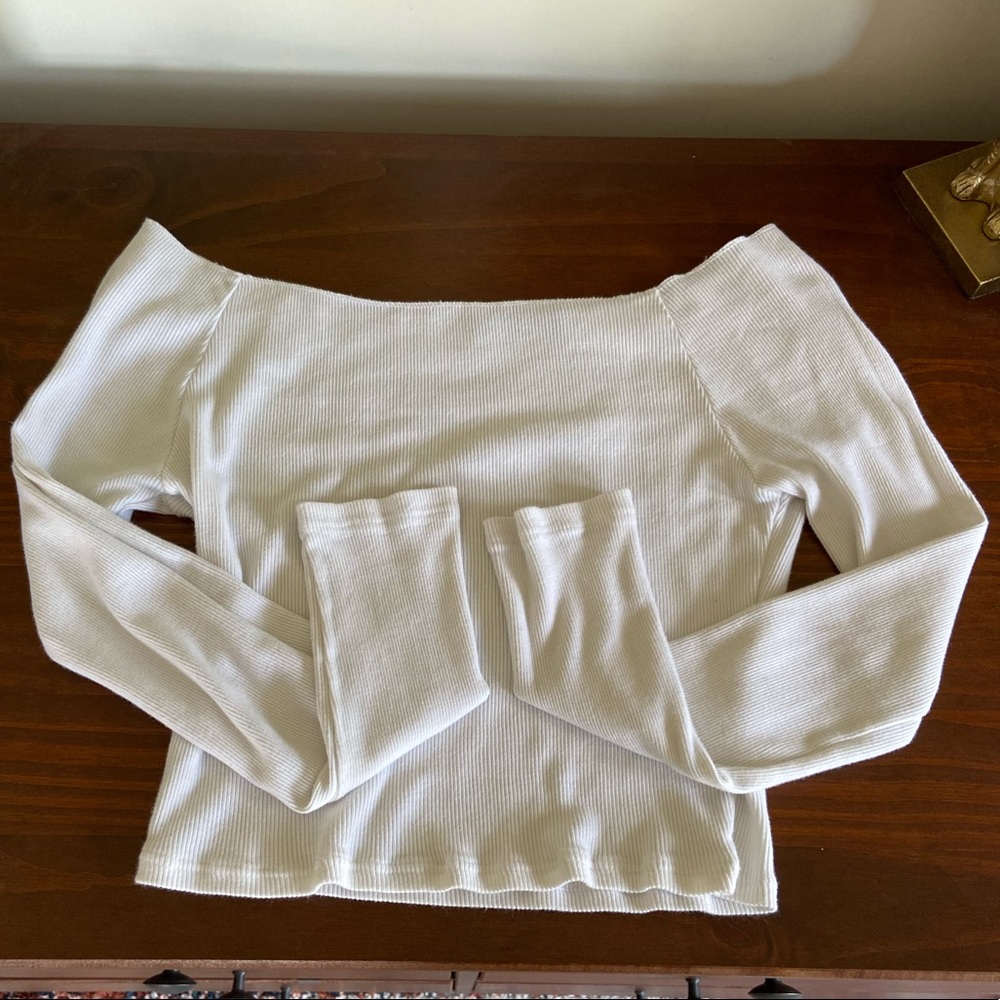 brandy melville white off the shoulder top